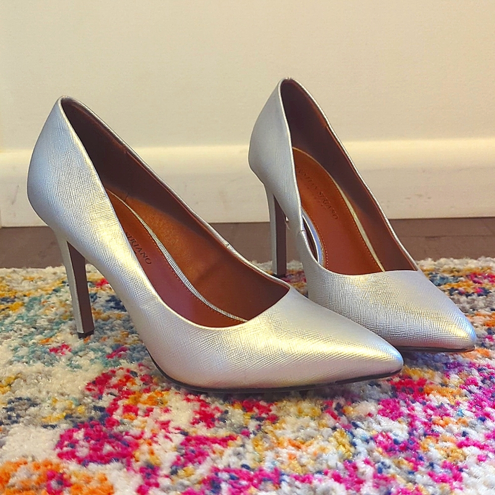 Silver Stiletto Heels with Pointy Toe